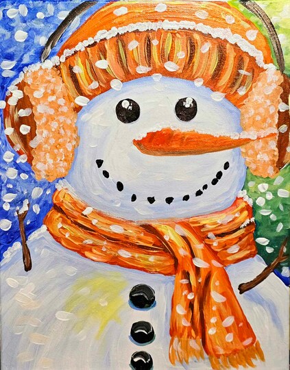 Orange Snowman - Online Paint Party